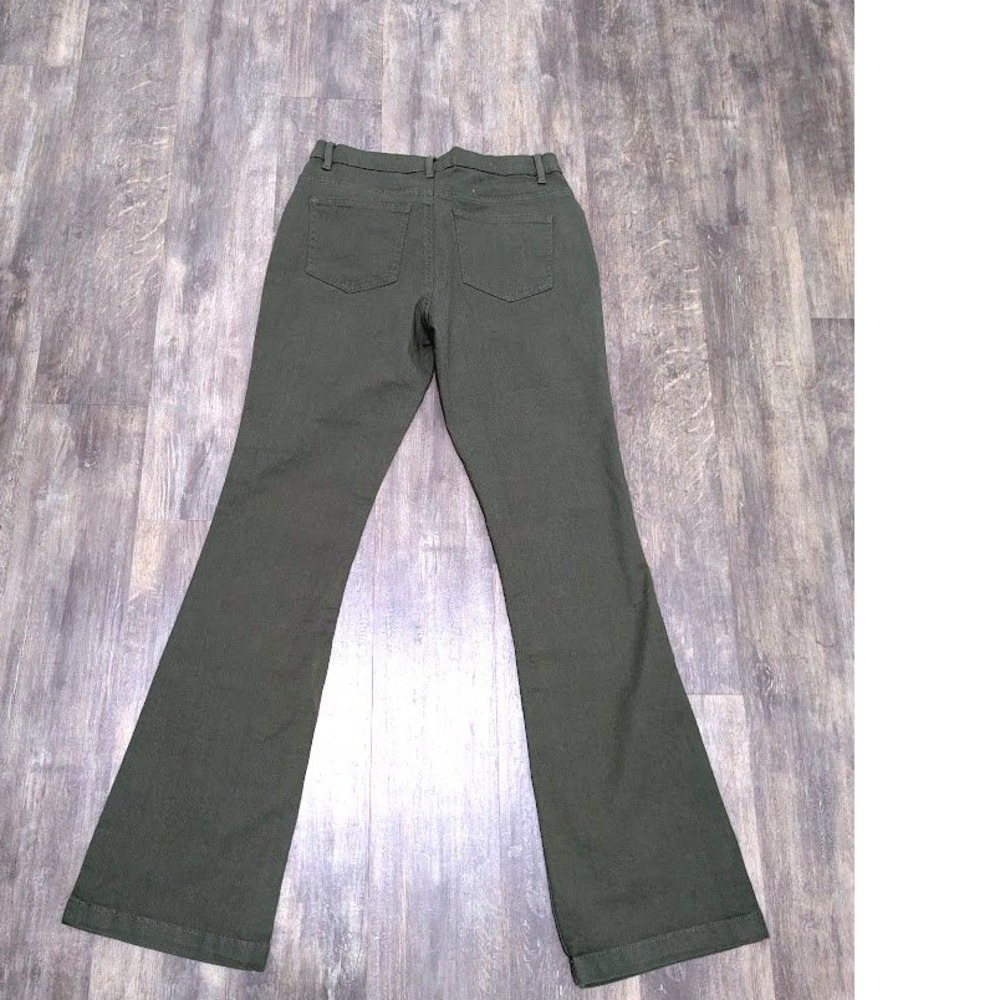 Venus Olive Green 8 Flare Leg Pants Mid Rise 5-Pocket Stretch Trousers Womens - Picture 5 of 10